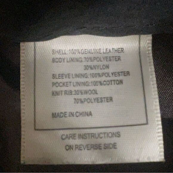 June Brown Leather Biker Moto Jacket Coat Wool Blend Knit Sleeve Size M - Picture 14 of 15